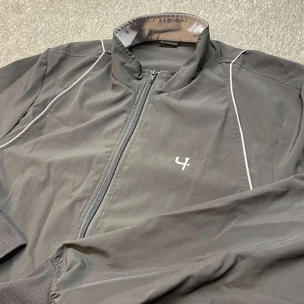 Short Par 4 Mens Golf Jacket Black Full Zip Windbreaker Piping Size‎ Large